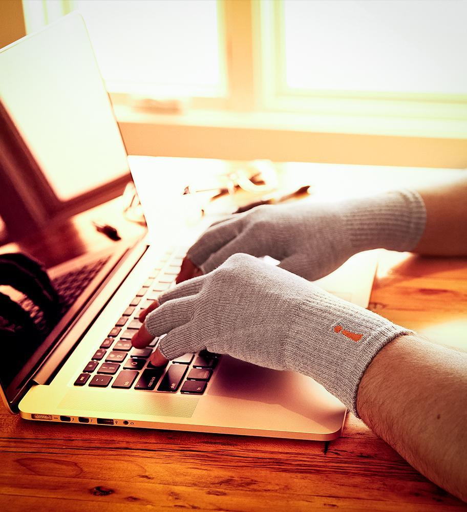 Typing with Incrediwear Circulation Gloves